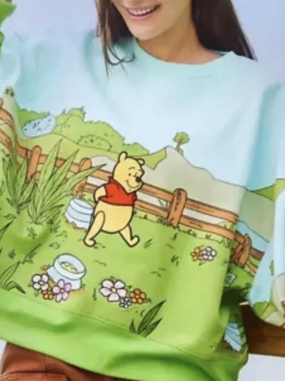 Disney Winnie the Pooh Sweatshirt Top - Light Blue & Green